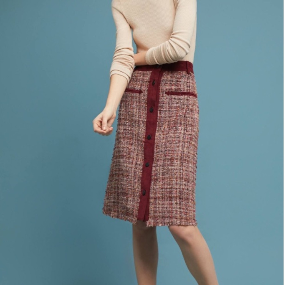 NWT Anthropologies Harlyn Tweed Buttoned Skirt